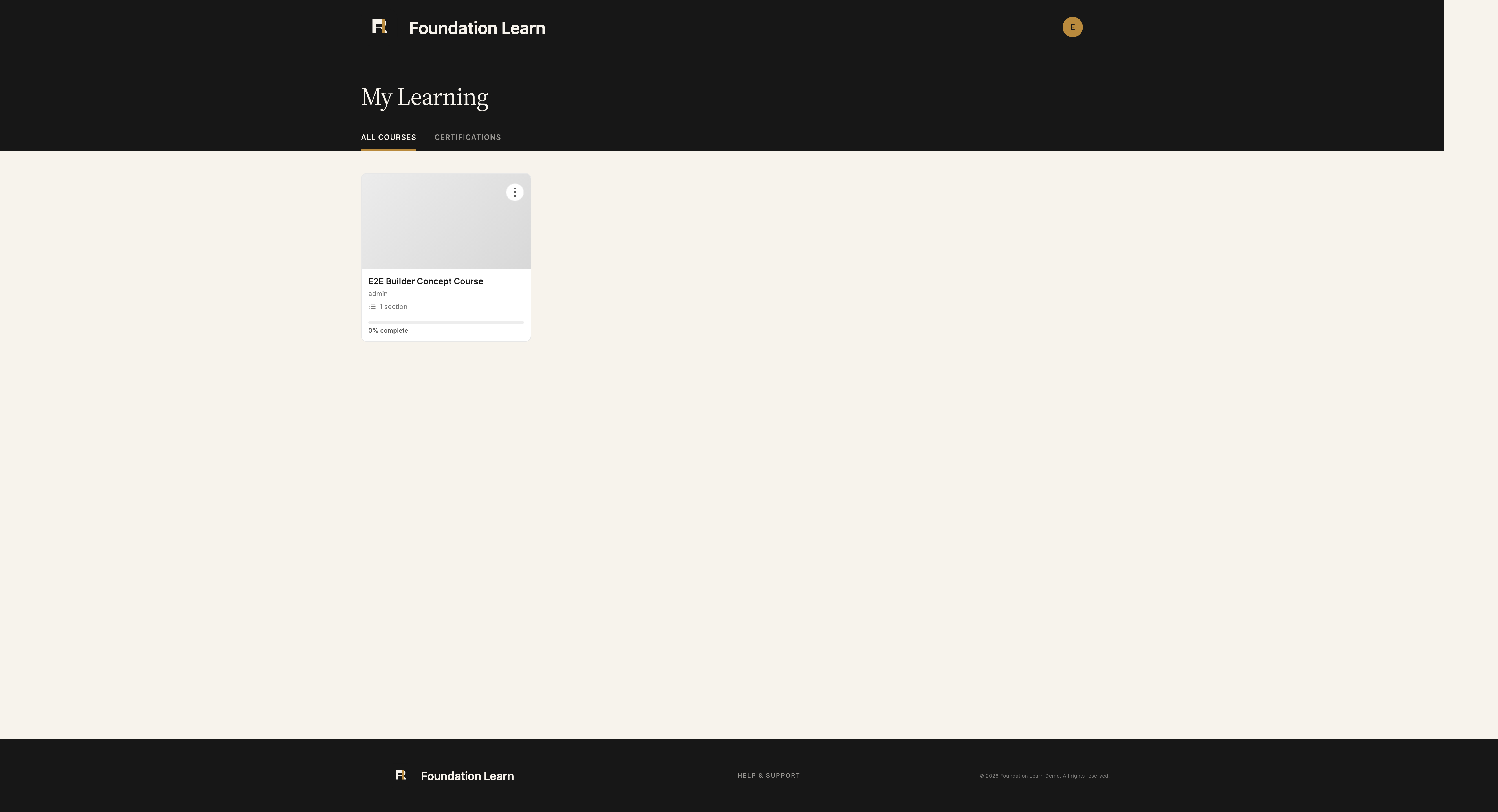 My Learning dashboard